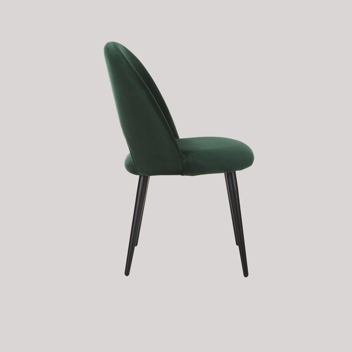 Dining Chair Black With Dark Green Fabric Finish - WoodenTwist