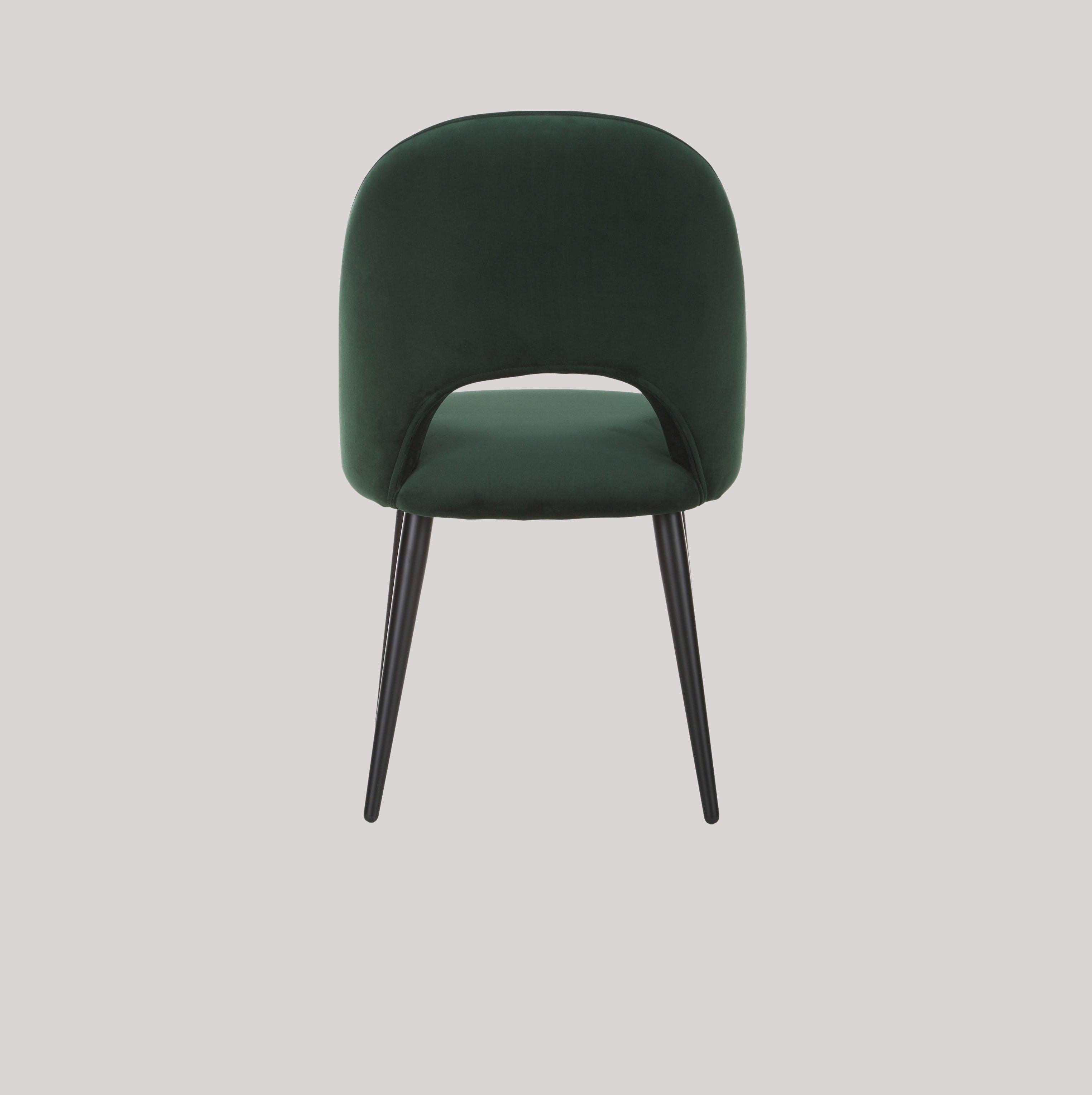 Dining Chair Black With Dark Green Fabric Finish - WoodenTwist