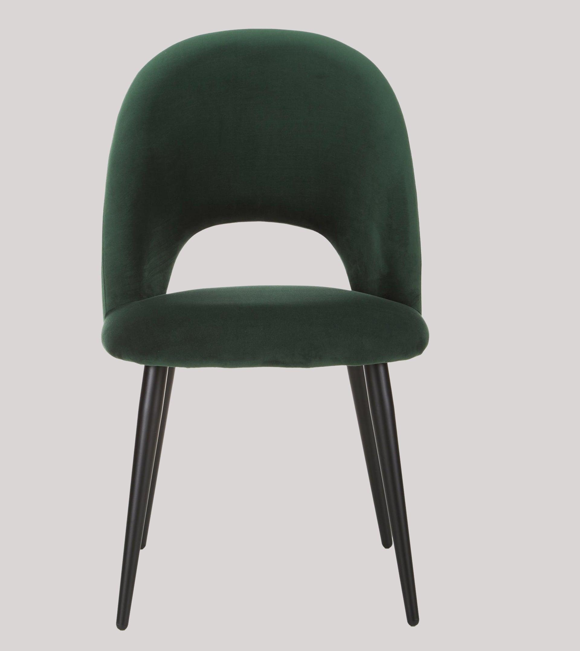 Dining Chair Black With Dark Green Fabric Finish - WoodenTwist