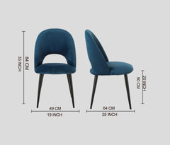 Dining Chair Black Legs With Navy Blue Fabric Finish - WoodenTwist