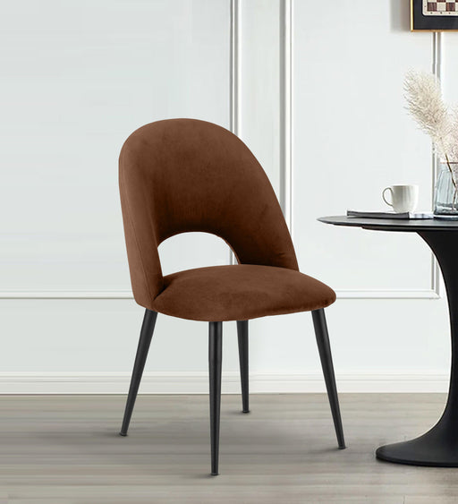 Dining Chair Black Legs With Brown Fabric Finish - WoodenTwist