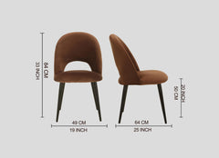 Dining Chair Black Legs With Brown Fabric Finish - WoodenTwist