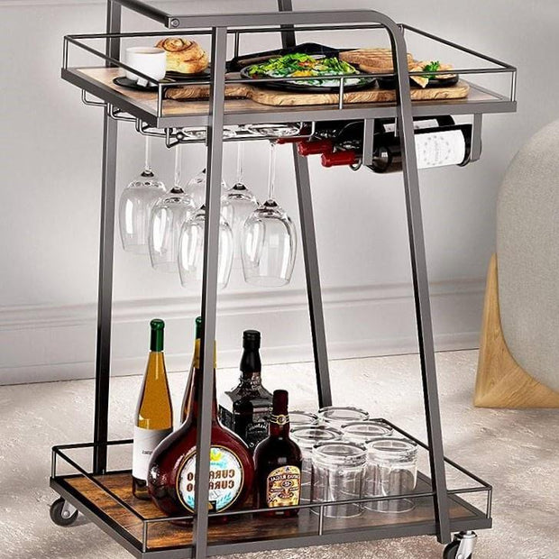 Luxurious Design Bar Cart with Wooden Top