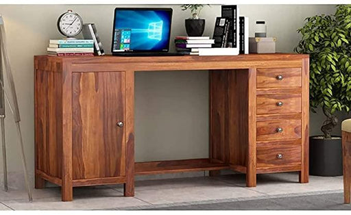 Sheesham Wood L&R Storage Design Study Table - WoodenTwist