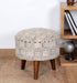 Mango Wood Foot Stool In Cotton white Colour - WoodenTwist