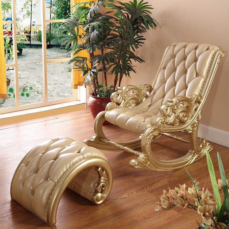 Golden Button Tufted Rocking Chair