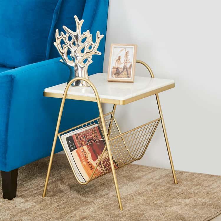 Golden with white marble