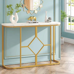 Elegant Console Table with Luxurious White Wooden Top