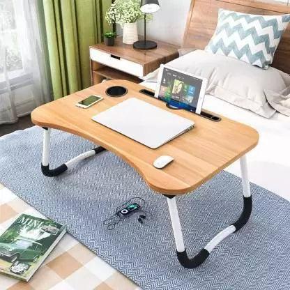 Natural Finish Foldable Laptop Table - Front View