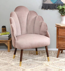 Mango Wood Peacock Chair In Velvet Pink Colour - WoodenTwist