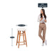 Round Mango Wood Bar Stool In Cotton Brown Colour - WoodenTwist