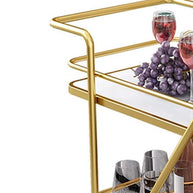 2 Tier Metallic Marble Elegance Rolling Bar Cart - WoodenTwist