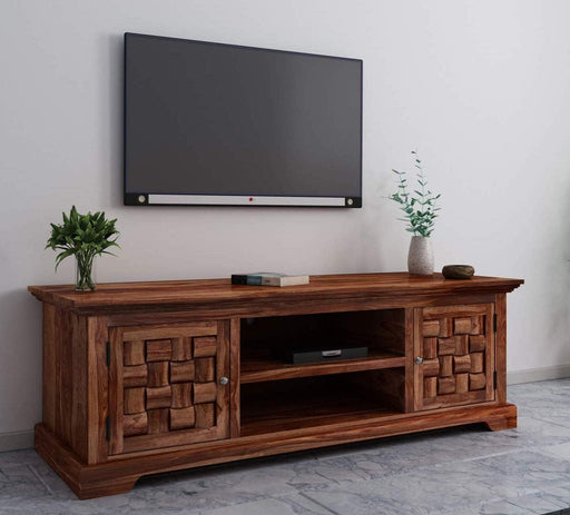 Sheesham Wood Niwar Design TV Unit - WoodenTwist