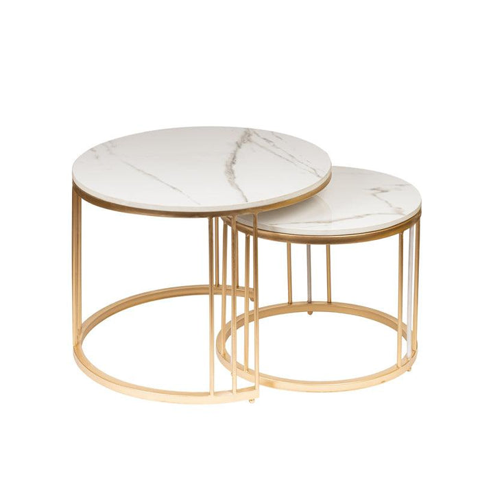 Golden And White Marble Table - WoodenTwist