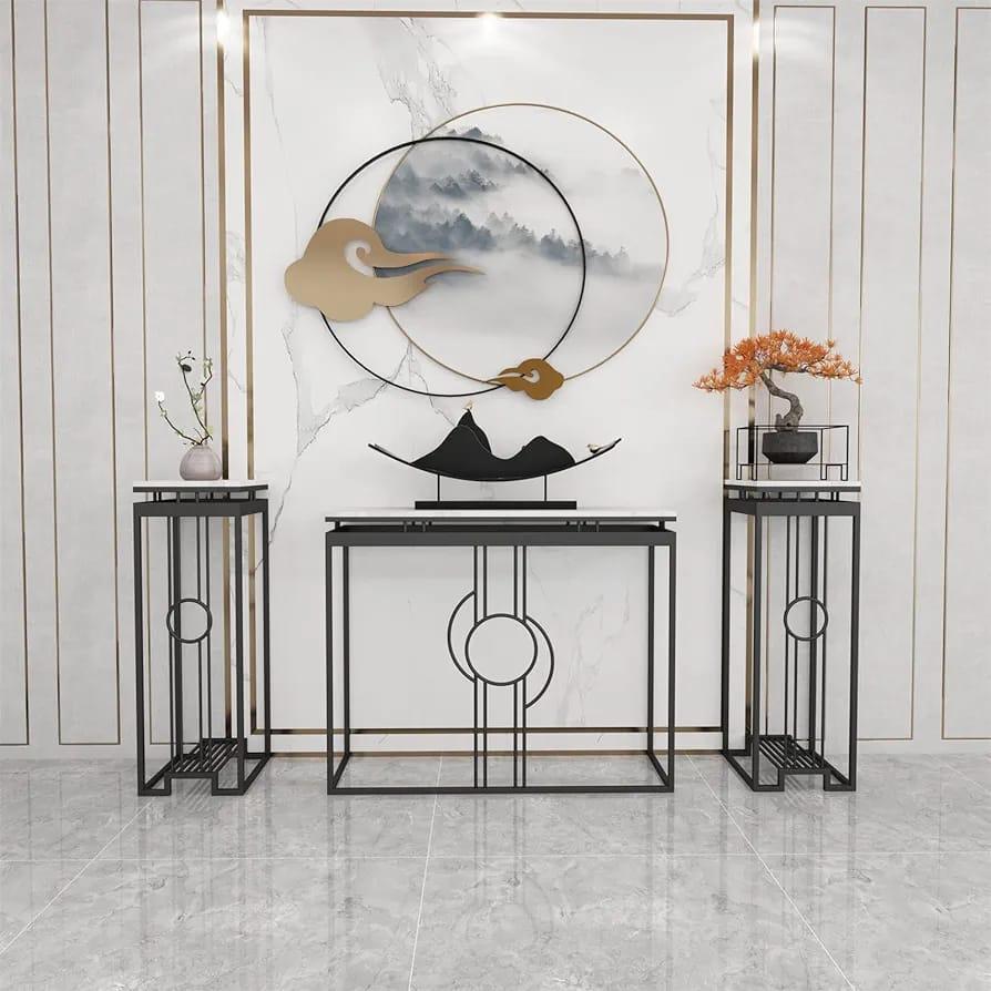 Luxurious Black Iron Rectangle Console Table - Main Image