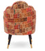 Mango Wood Peacock Chair In Cotton Red Colour - WoodenTwist