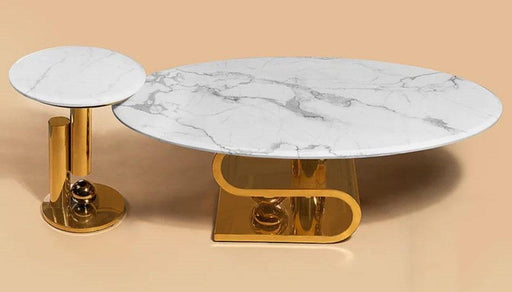 Elegant Curvy Design Oval Centre Table Set
