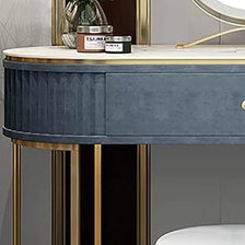 Sleek Oval Dressing Table with Mirror