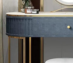 Sleek Oval Dressing Table with Mirror