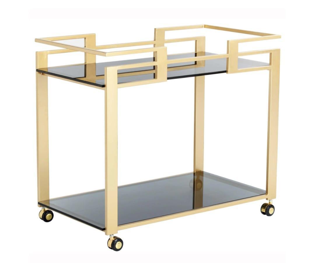 Iron Serving Cart with Glass Shelves