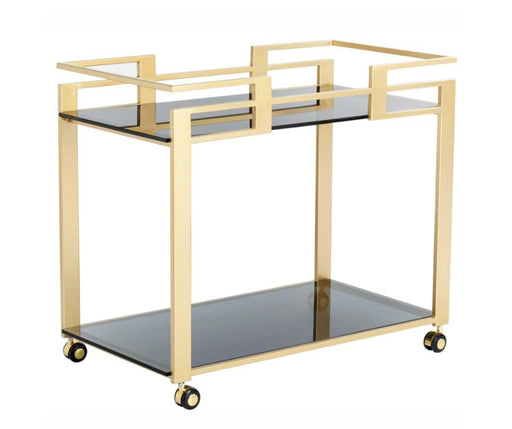 Iron Serving Cart with Glass Shelves