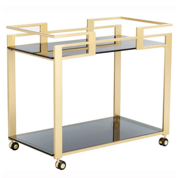 Iron Serving Cart with Glass Shelves
