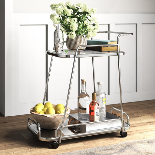 Luxurious nickel tone stainless steel rectangle trolley