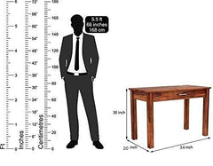 Sheesham Wood One Drawer Design Study Table - WoodenTwist