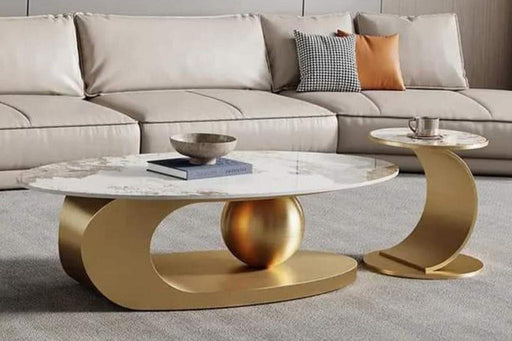 Luxurious Oval Centre Table with Side Table Set