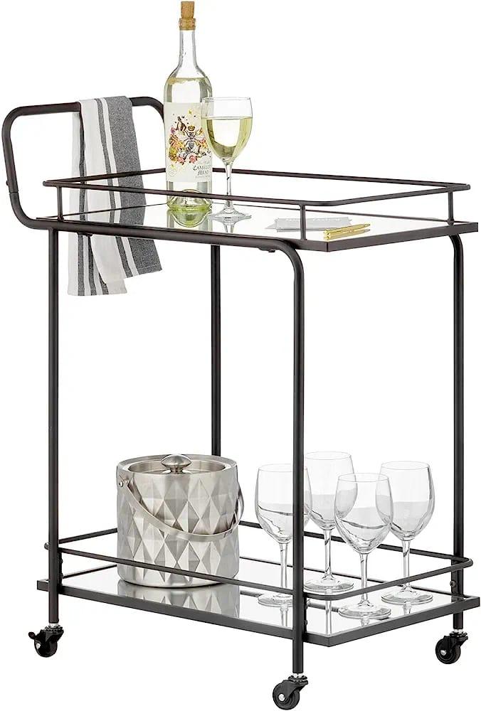 Elegant Glass Top Bar Cart