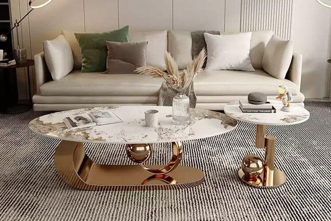 Golden Oval Centre Table Set