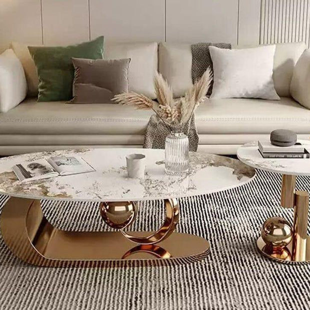 Golden Oval Centre Table Set - Large