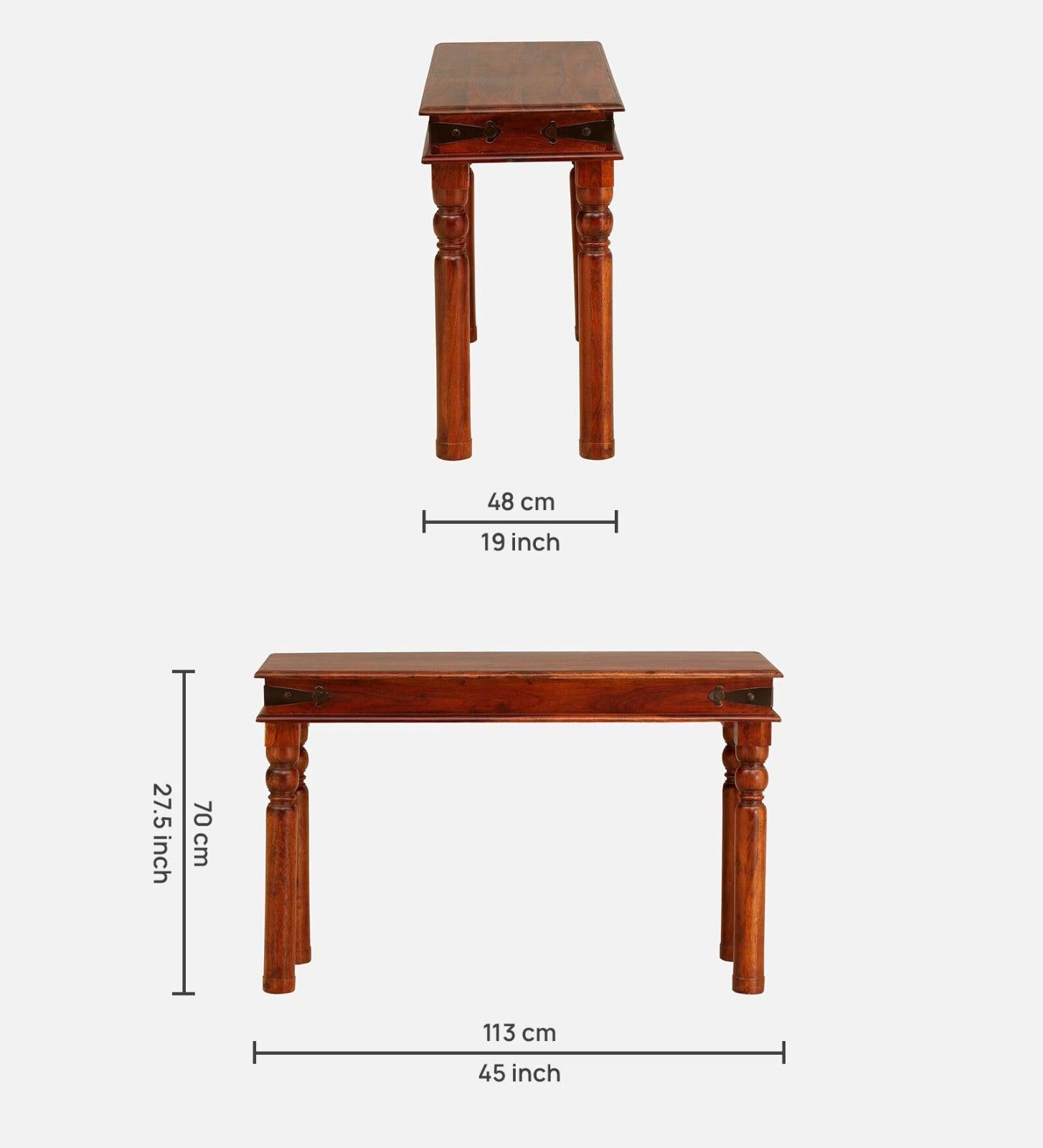 Solid Sheesham Wood Console Table Plain Top - WoodenTwist