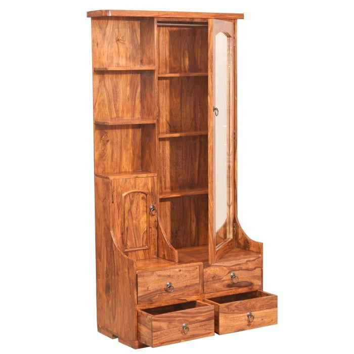 Buy Traditional Luxury Hand Carved Wooden Teak Wood Dressing Table with  Side Mirror (Golden Finish) Online at woodentwist — WoodenTwist
