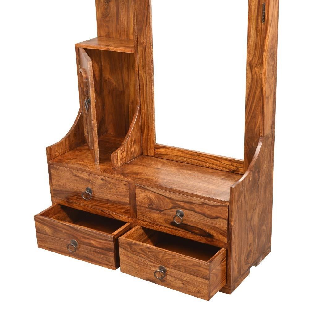 Solid Sheesham Wood Pecko Design Dressing Table - WoodenTwist