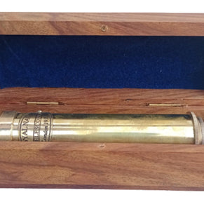 Royal Navy 12 inch Antique Full Brass Telescope with in Wood Box - WoodenTwist