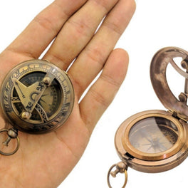 Brass Sundial Compass Vintage Pocket Style Nautical Antique Gift - WoodenTwist