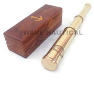 Royal Navy 12 inch Antique Full Brass Telescope with in Wood Box - WoodenTwist