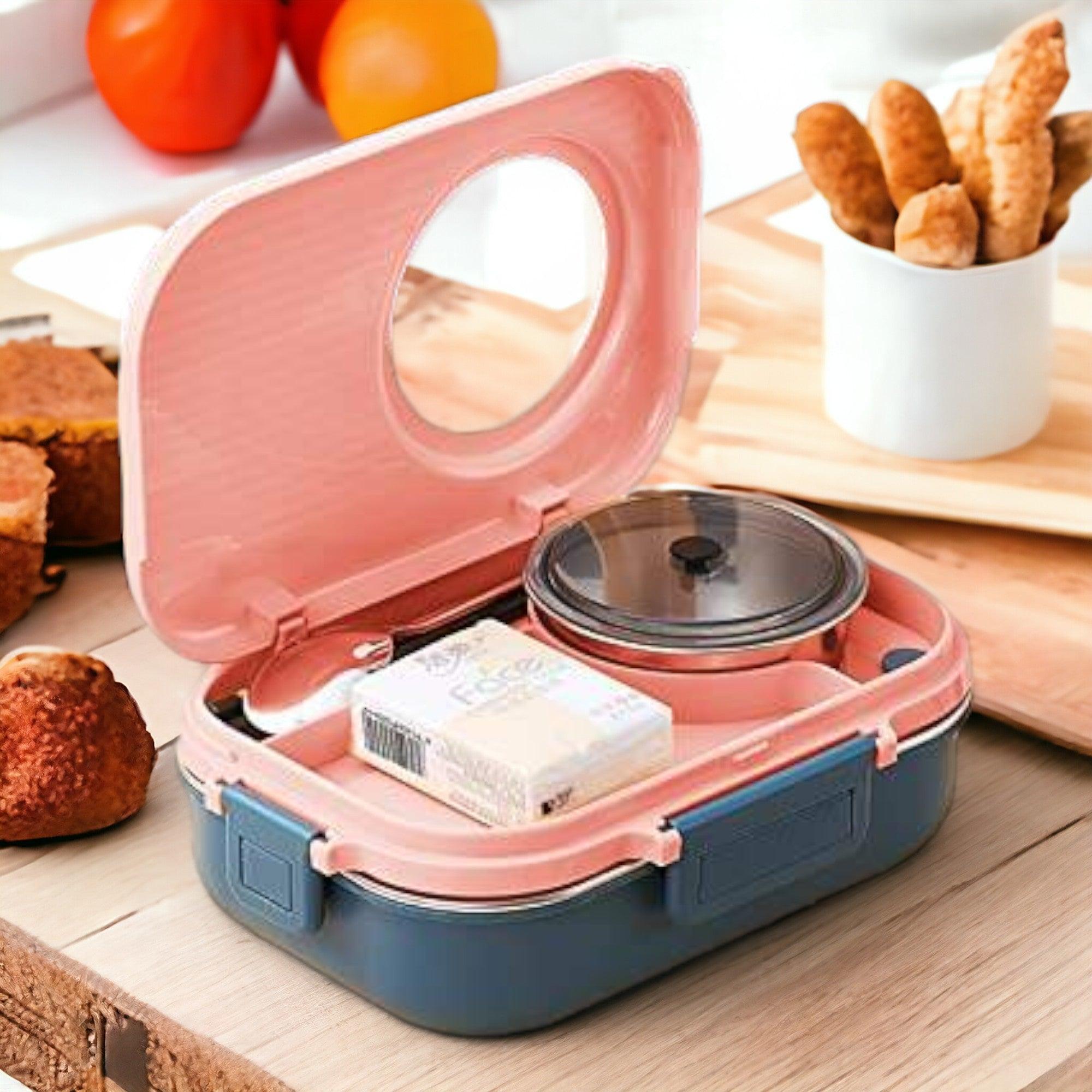 Stainless Steel Tiffin Box Lunch Box Kids Adults With Bag & Free Cutlery - WoodenTwist