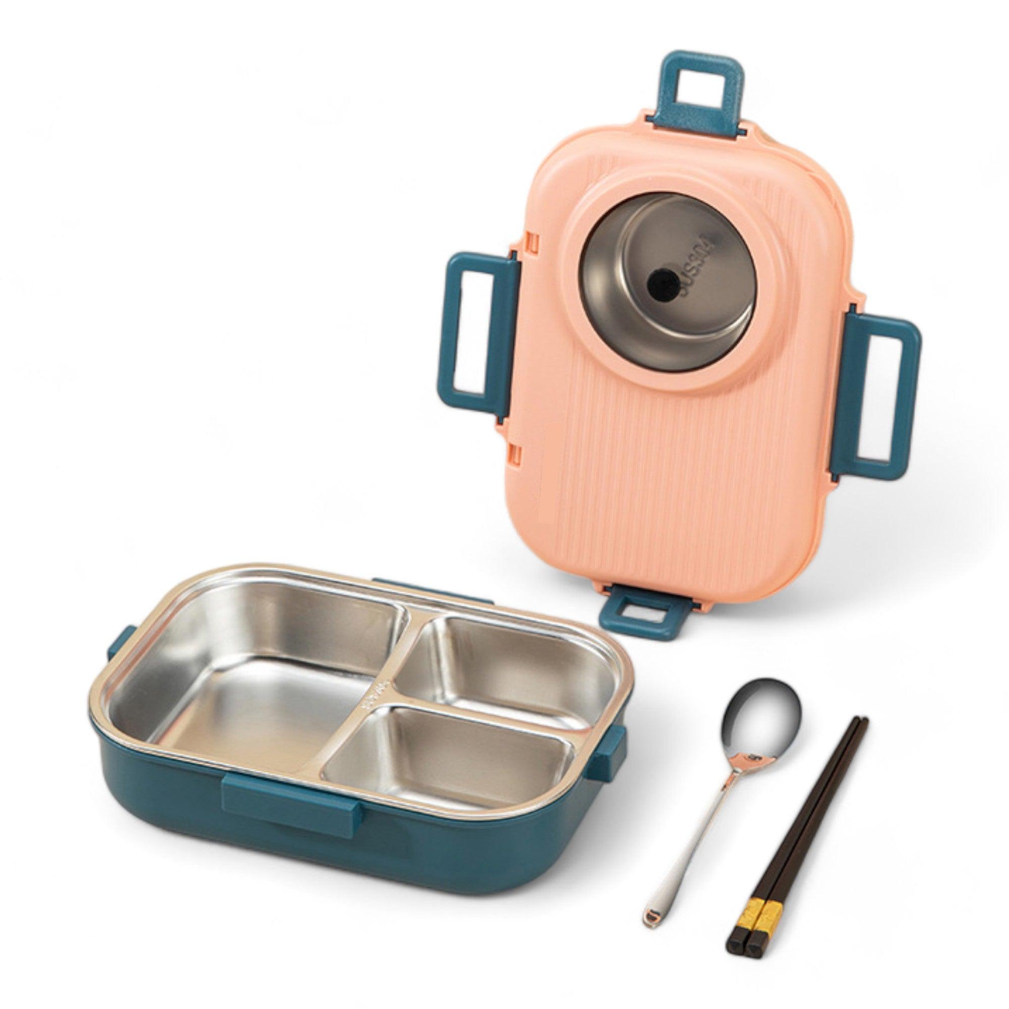 Stainless Steel Tiffin Box Lunch Box Kids Adults With Bag & Free Cutlery - WoodenTwist