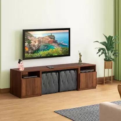 Brown Rectangular T.V Unit Cabinet - Front View