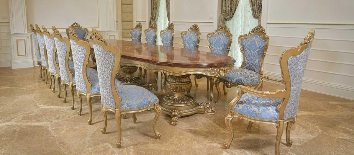 Italian luxury teak dining set for 14