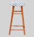 Round Mango Wood Bar Stool In Cotton Blue Colour - WoodenTwist