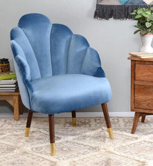 Mango Wood Peacock Chair In Cotton Blue Colour - WoodenTwist