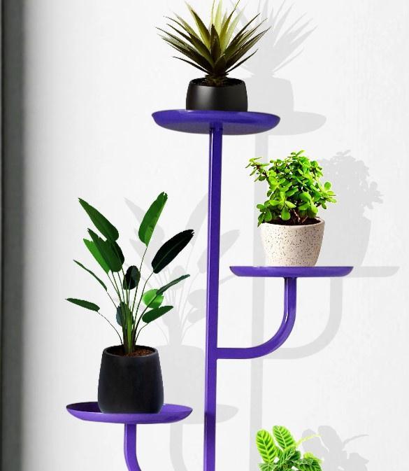 Free Form Multi-Tiered Planter Stand (Purple) - WoodenTwist