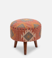 Mango Wood Foot Stool In Cotton Pink Colour - WoodenTwist