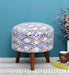 Mango Wood Foot Stool In Cotton Multicolor Colour - WoodenTwist