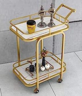 Golden iron, white marble
