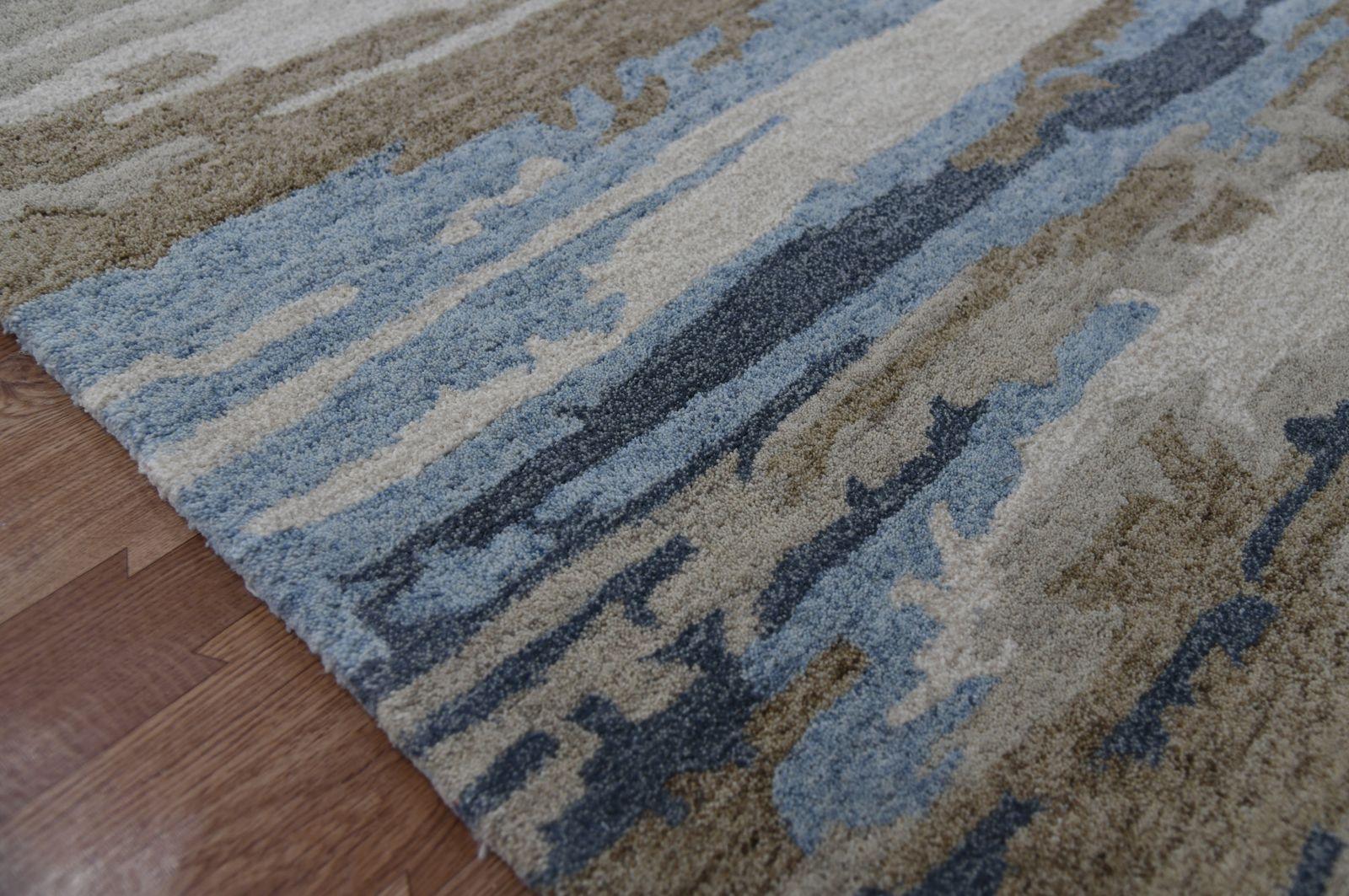 Hand Tufted Abstract Water Blue Color Carpet - WoodenTwist