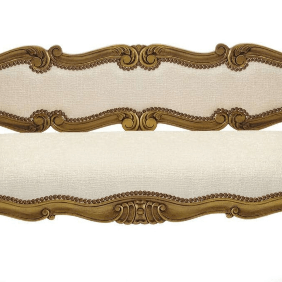 Wooden Twist Engrave Hand Carved Teak Wood 2 Seater Bench for Living Room ( Ivory ) - WoodenTwist
